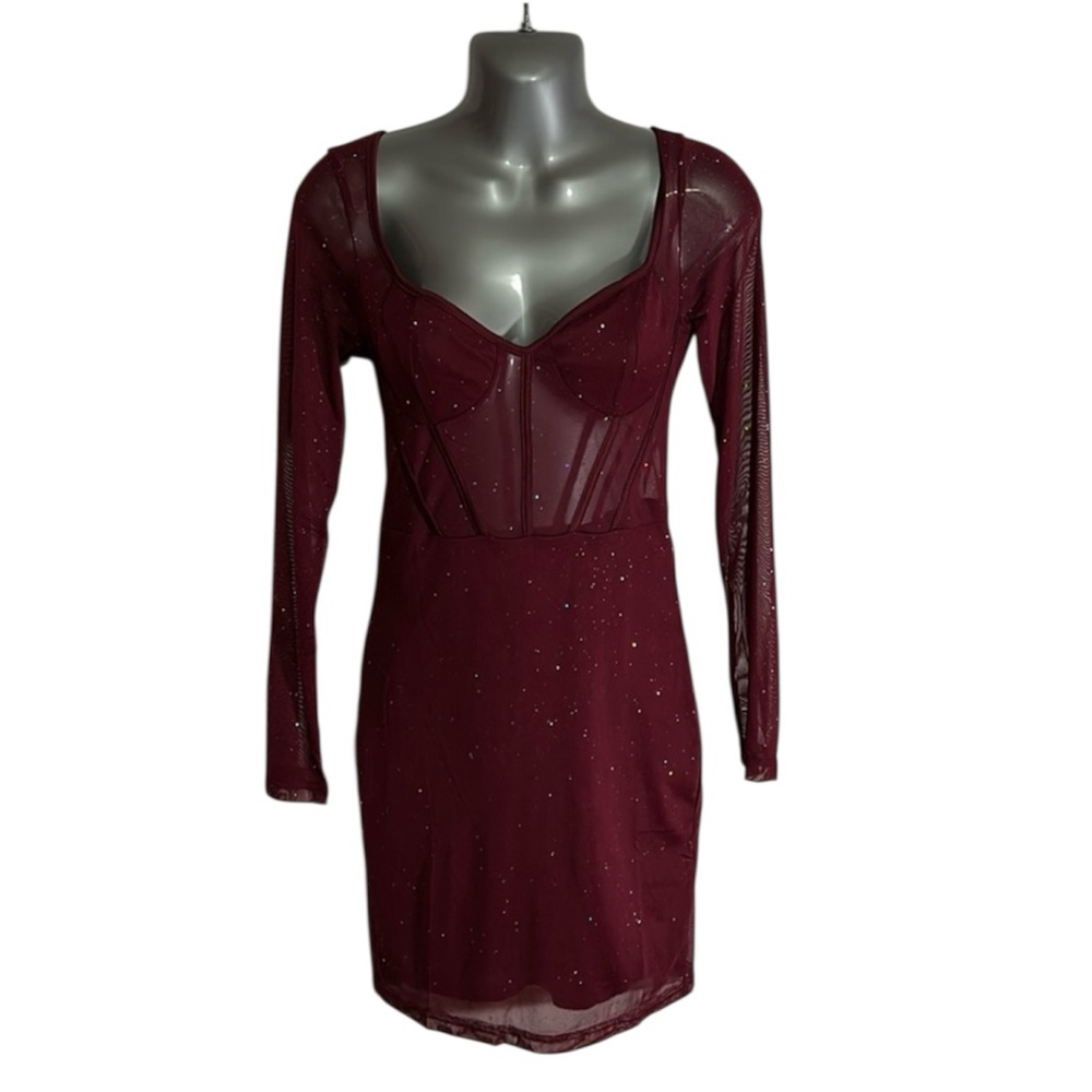 Sparkly Maroon New Year’s Bodycon Dress NWT Medium